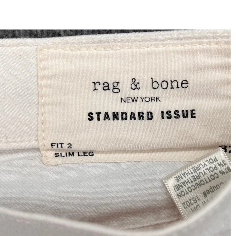 Rag & Bone Fit 2 Slim Leg Jeans Aged White Preppy Size 32x28 Mens Off-White